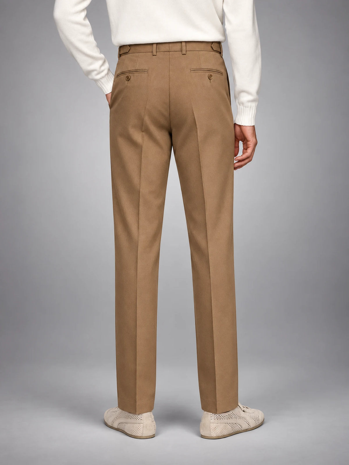 Volantero Men's Tailored-Fit Trousers in Brown, back view