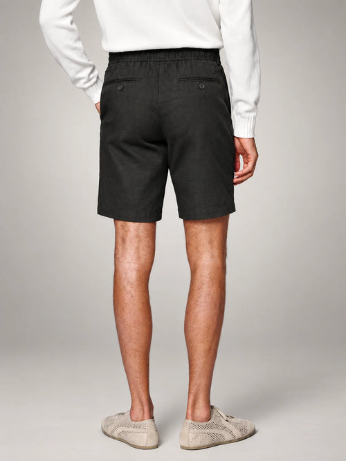 Volantero Men's Breathable Linen Summer Shorts in Black, back view