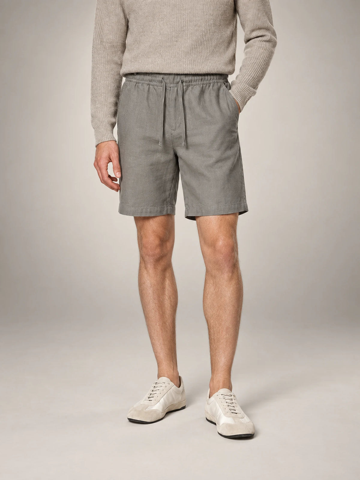 Volantero Men's Breathable Linen Summer Shorts in Khaki, front view