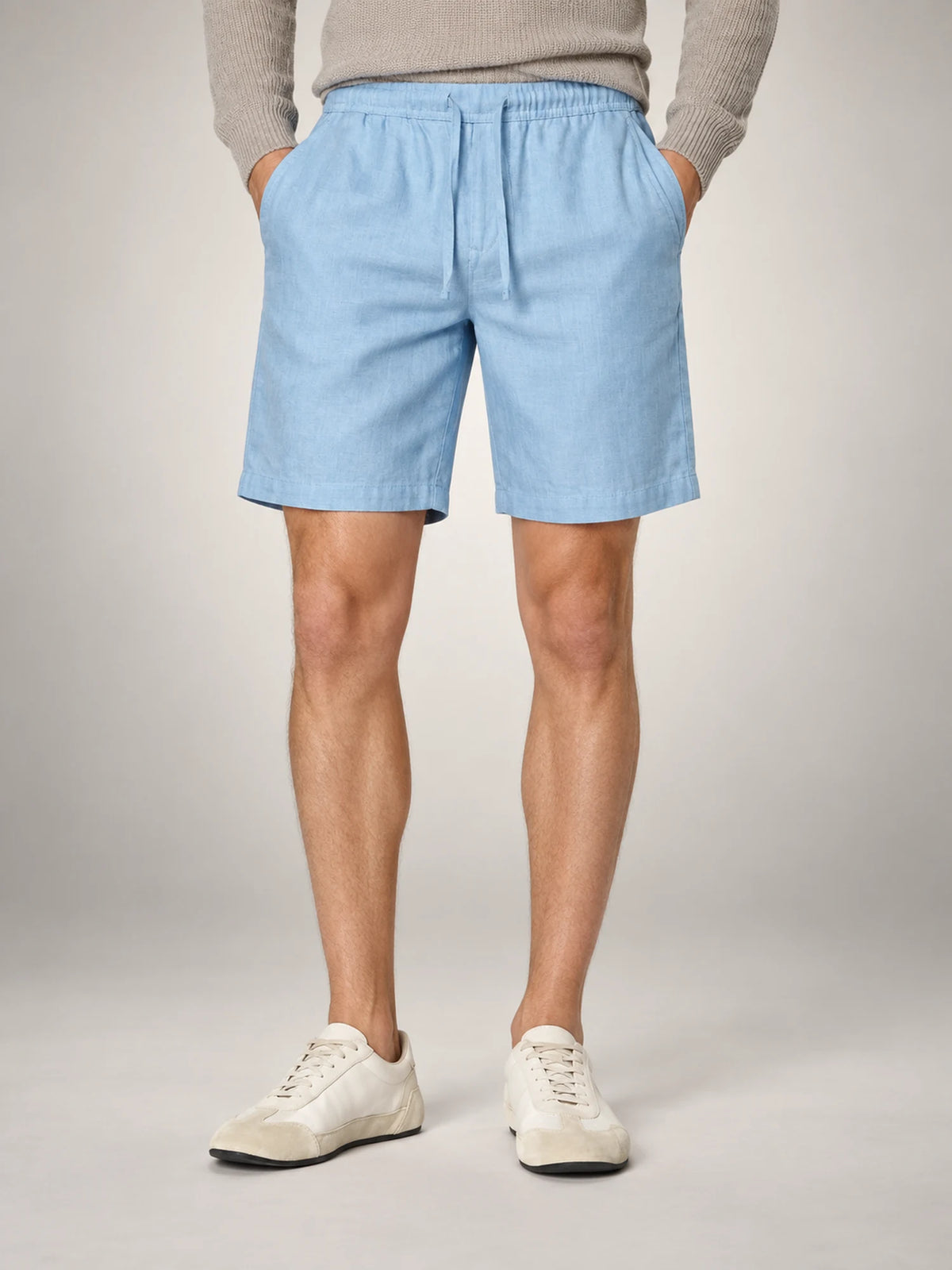 Volantero Men's Breathable Linen Summer Shorts in Light Blue, hover view