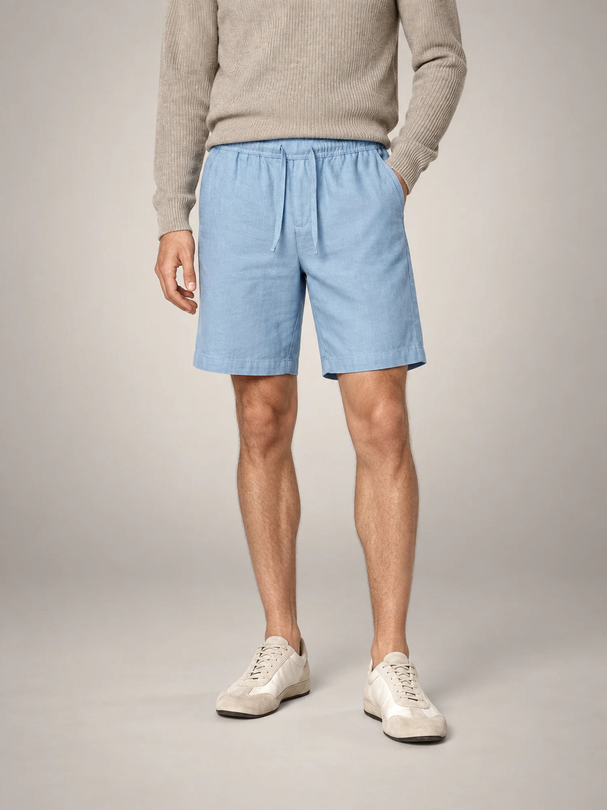 Volantero Men's Breathable Linen Summer Shorts in Light Blue, main view