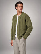 Volantero Men's Buttoned Cardigan in Green, side view