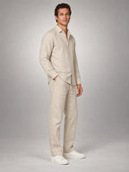 Volantero Men's Linen Co-Ord Set in Beige, side view