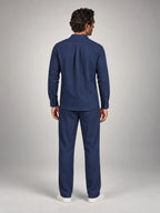 Volantero Men's Linen Co-Ord Set in Navy, back view